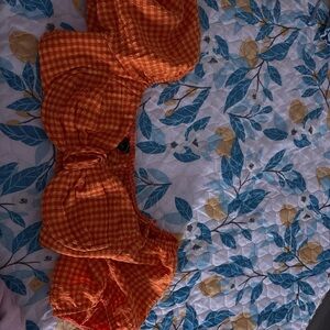 Orange Gingham crop top !!